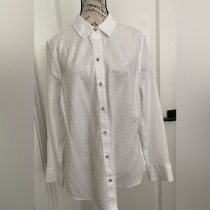 Like New Chico’s White No-Iron Embellished Button Shirt- Size 2 (12)